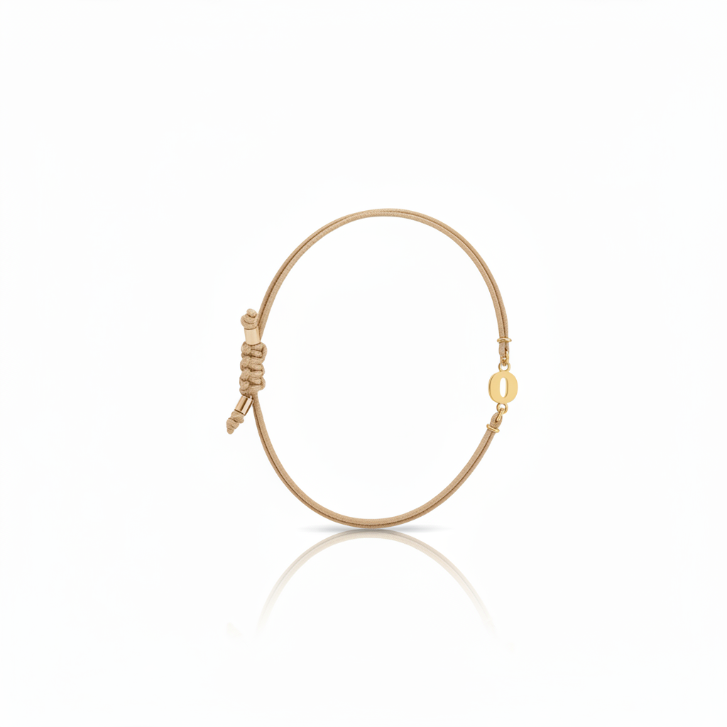 Bracciale Iniziale in oro giallo 18kt su cordino nautico misura PICCOLA