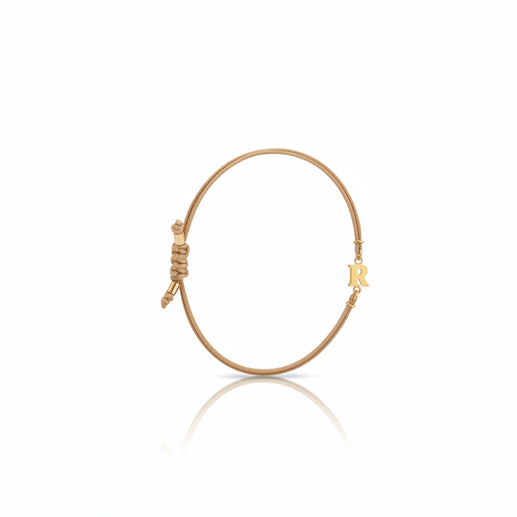 Bracciale Iniziale in oro giallo 18kt su cordino nautico misura PICCOLA