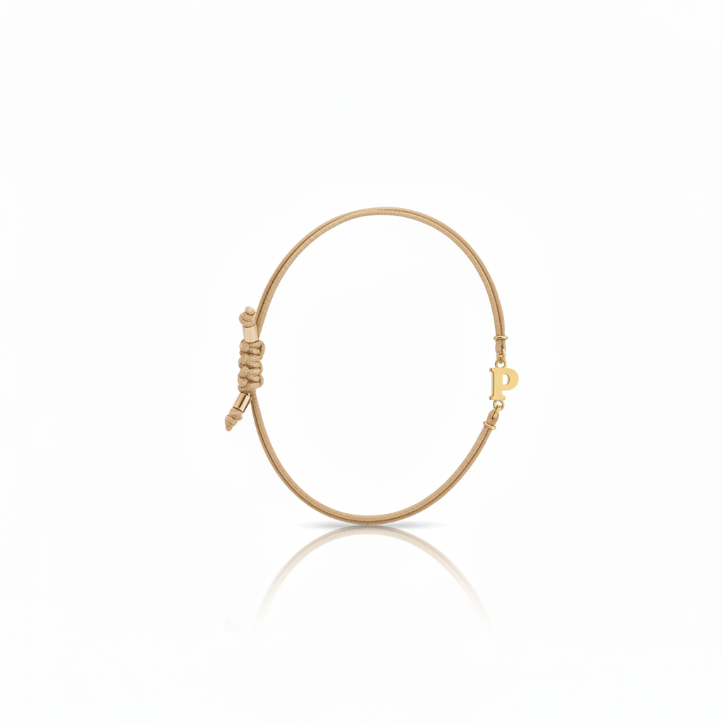 Bracciale Iniziale in oro giallo 18kt su cordino nautico misura PICCOLA