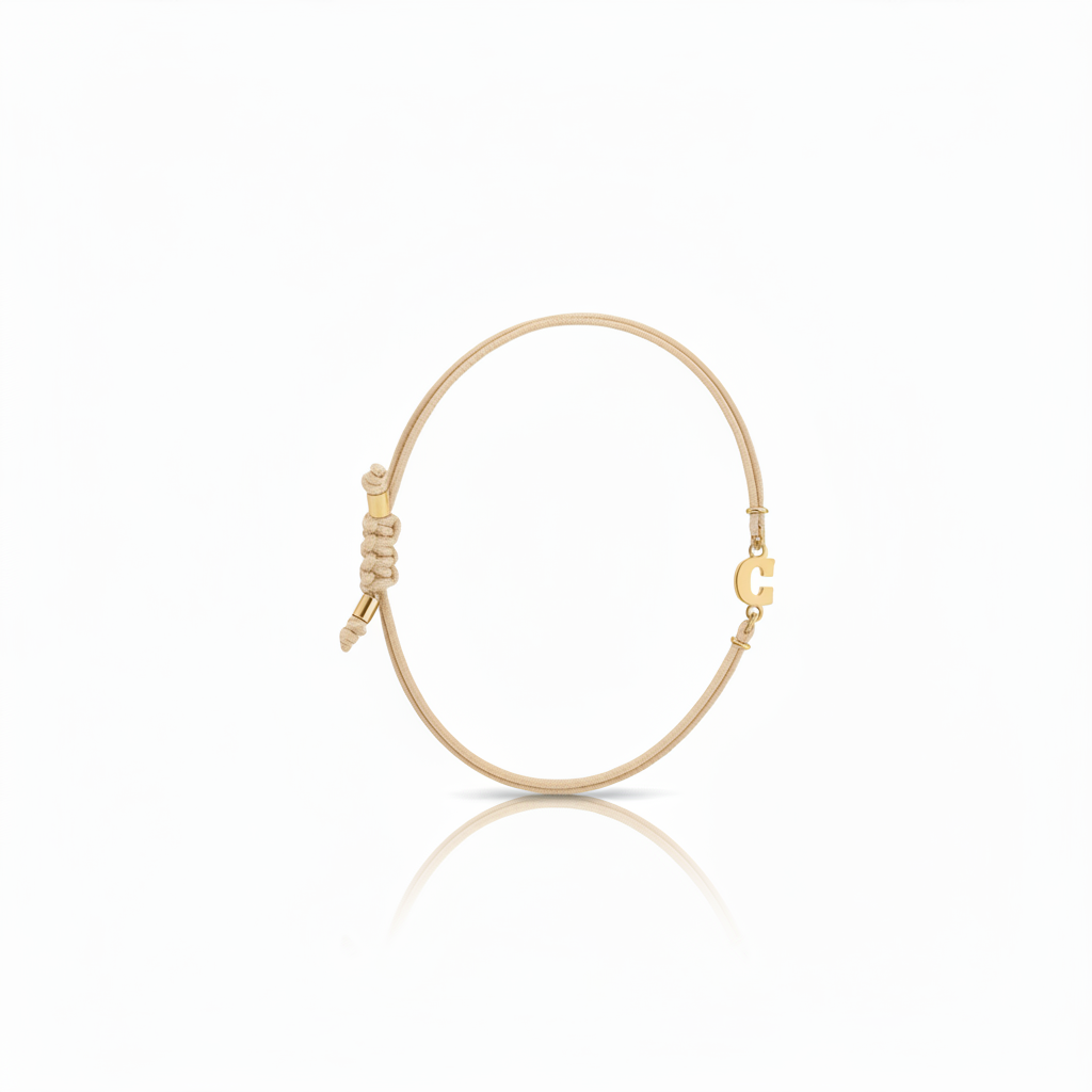 Bracciale Iniziale in oro giallo 18kt su cordino nautico misura PICCOLA