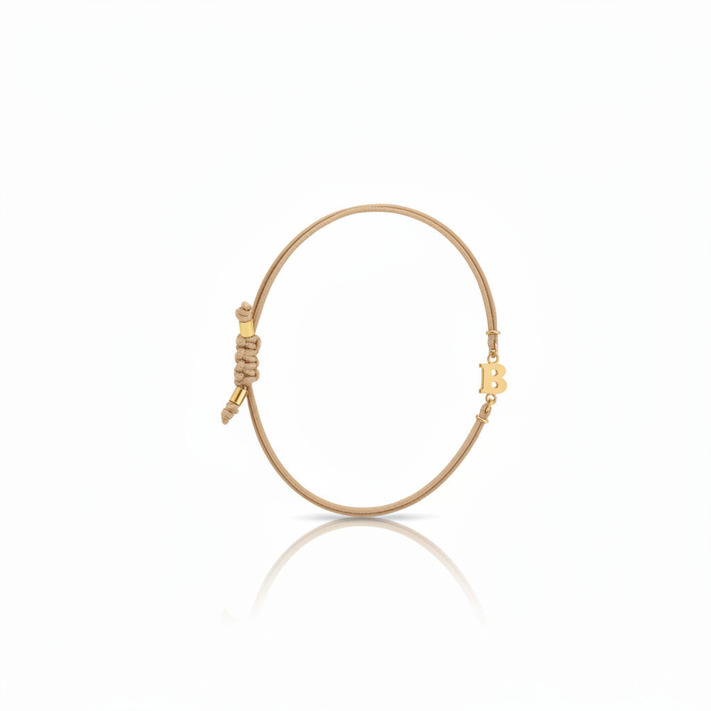 Bracciale Iniziale in oro giallo 18kt su cordino nautico misura PICCOLA