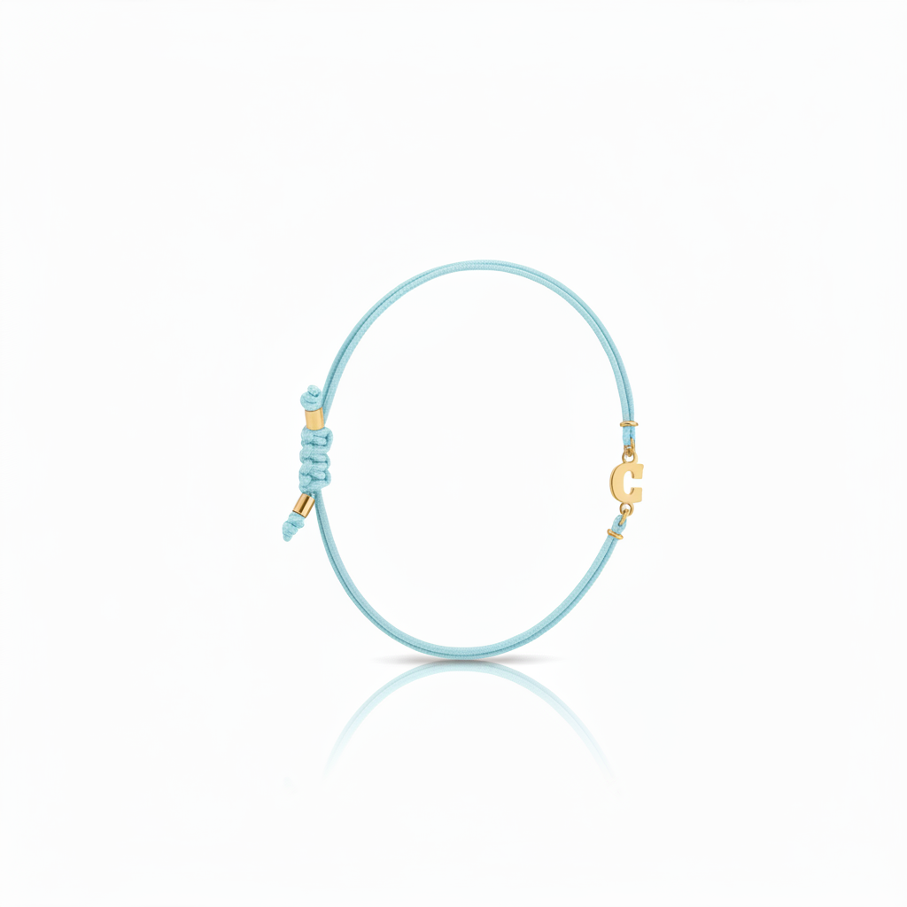 Bracciale Iniziale in oro giallo 18kt su cordino nautico misura PICCOLA