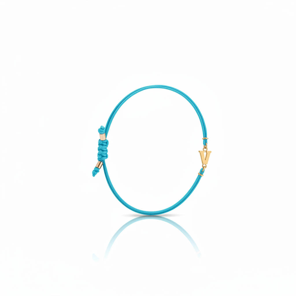 Bracciale Iniziale in oro giallo 18kt su cordino nautico misura PICCOLA