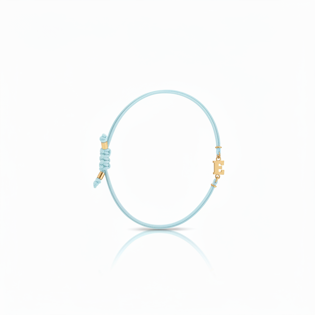 Bracciale Iniziale in oro giallo 18kt su cordino nautico misura PICCOLA