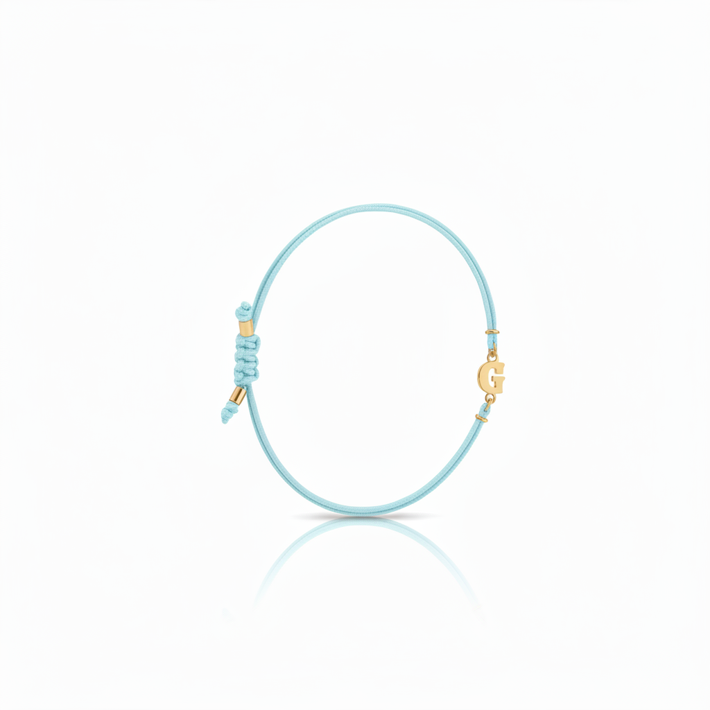 Bracciale Iniziale in oro giallo 18kt su cordino nautico misura PICCOLA