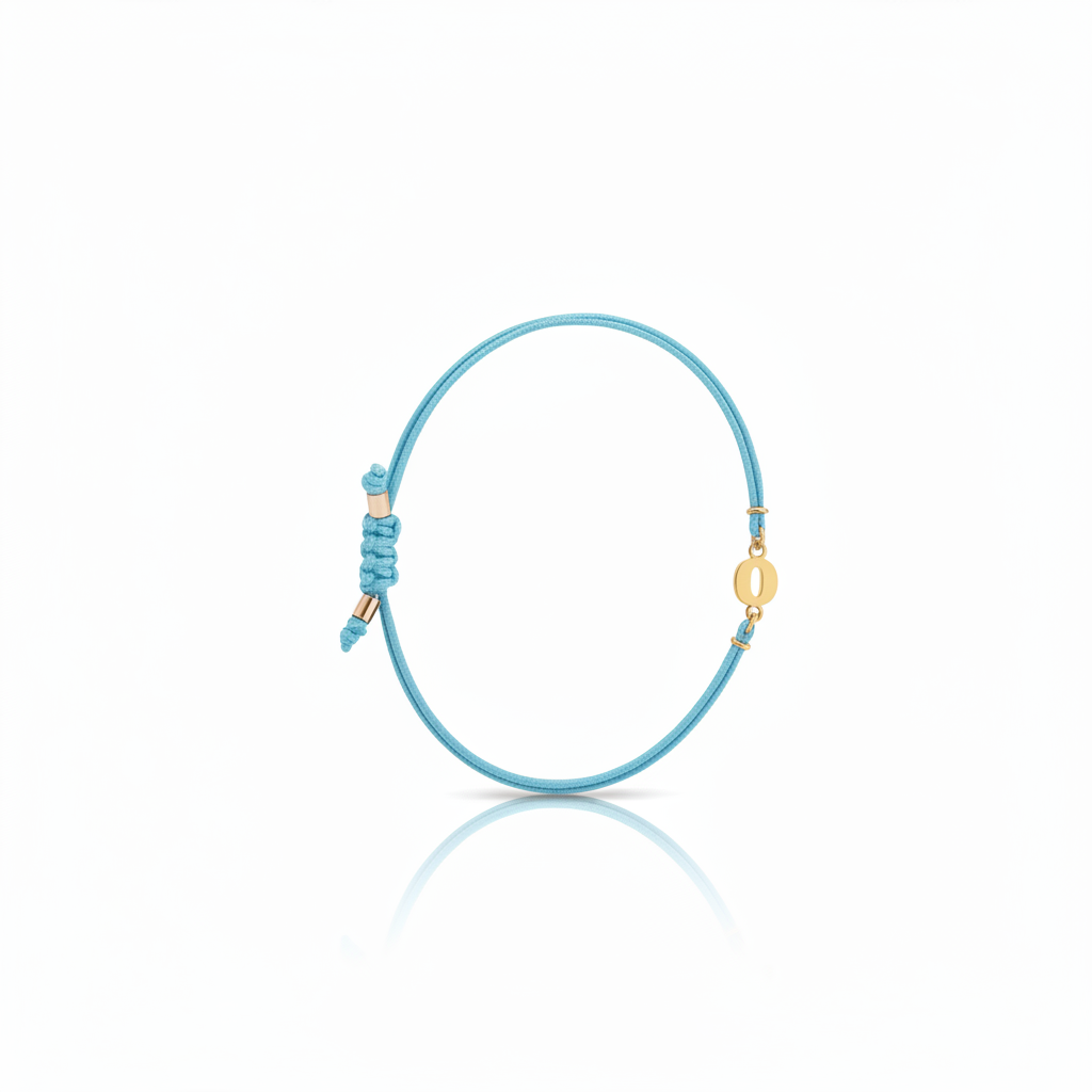 Bracciale Iniziale in oro giallo 18kt su cordino nautico misura PICCOLA