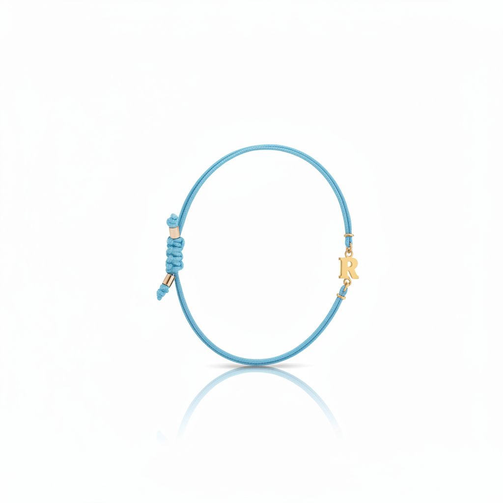 Bracciale Iniziale in oro giallo 18kt su cordino nautico misura PICCOLA