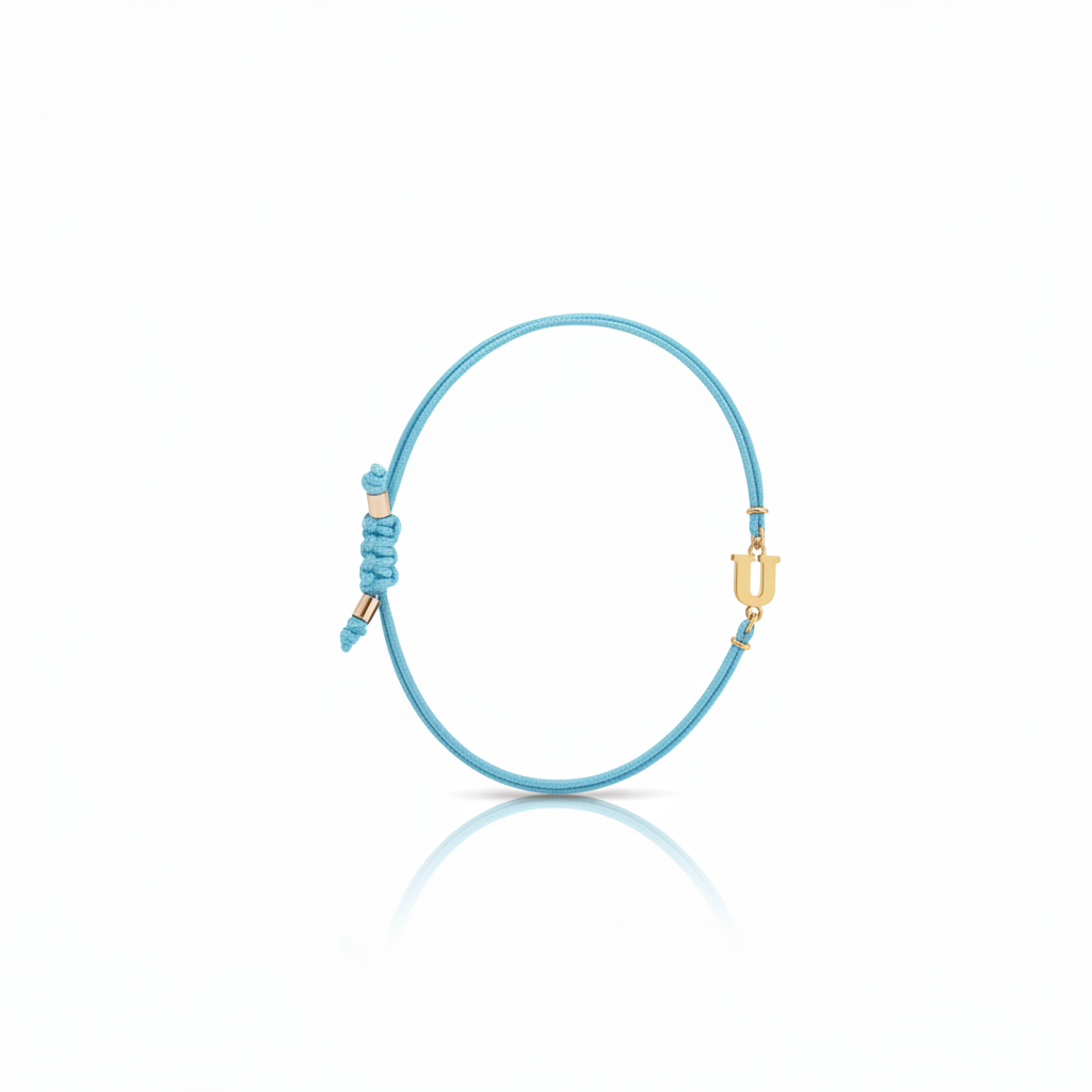 Bracciale Iniziale in oro giallo 18kt su cordino nautico misura PICCOLA