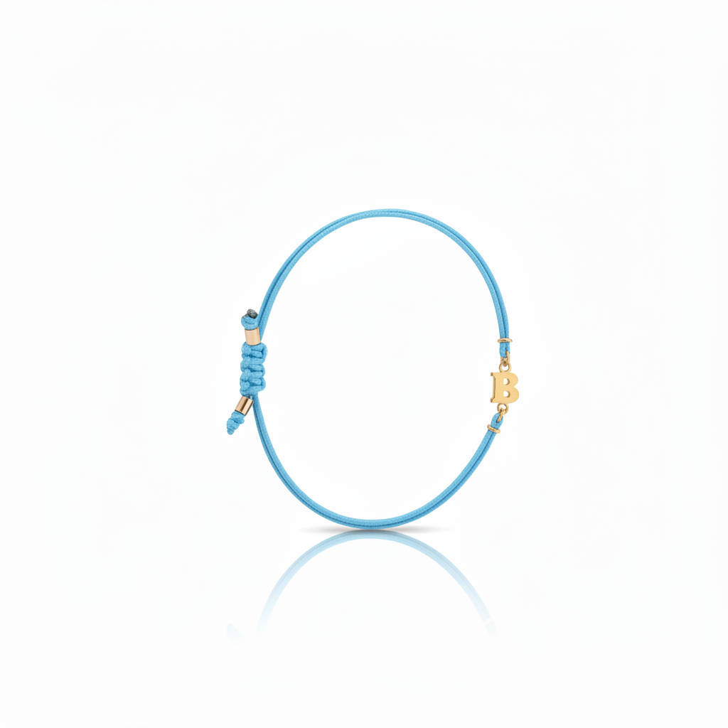 Bracciale Iniziale in oro giallo 18kt su cordino nautico misura PICCOLA