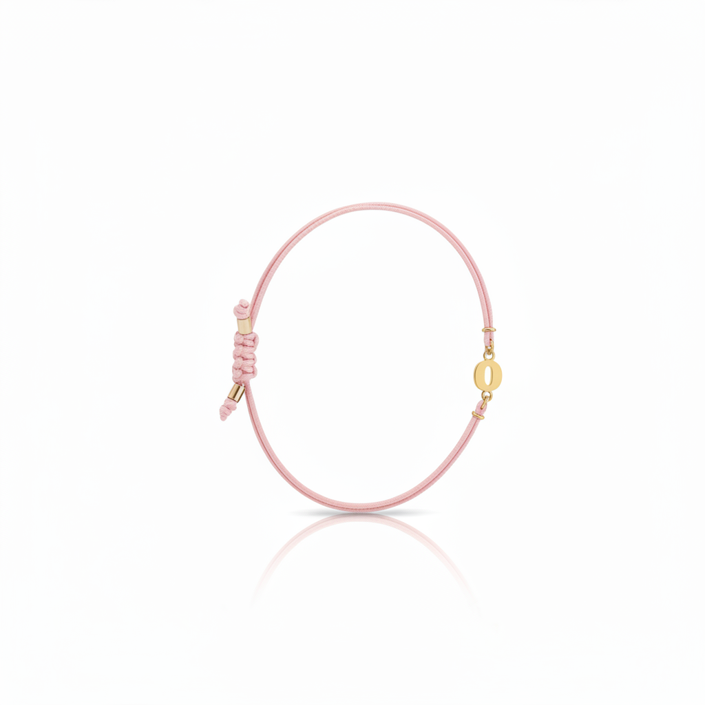 Bracciale Iniziale in oro giallo 18kt su cordino nautico misura PICCOLA