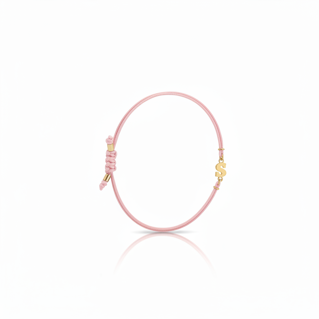 Bracciale Iniziale in oro giallo 18kt su cordino nautico misura PICCOLA