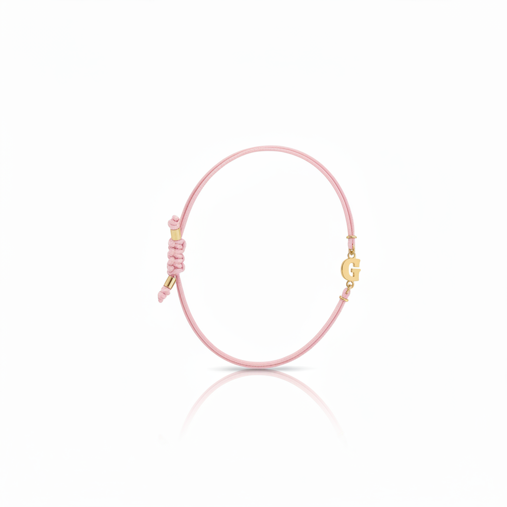 Bracciale Iniziale in oro giallo 18kt su cordino nautico misura PICCOLA