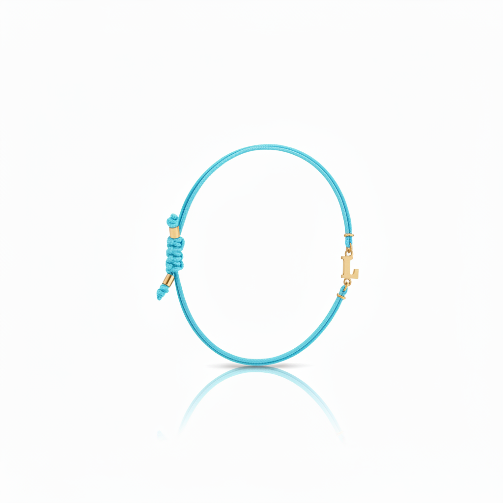 Bracciale Iniziale in oro giallo 18kt su cordino nautico misura PICCOLA