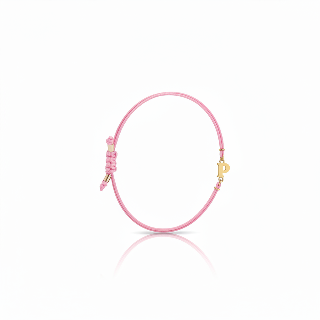 Bracciale Iniziale in oro giallo 18kt su cordino nautico misura PICCOLA