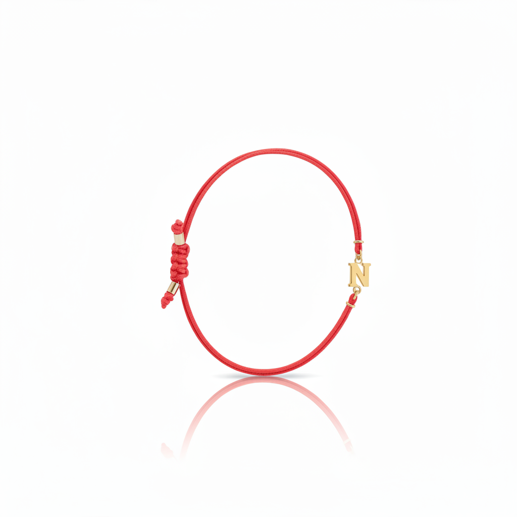 Bracciale Iniziale in oro giallo 18kt su cordino nautico misura PICCOLA