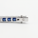 Bracciale Tennis Oro Bianco 18kt Zaffiri Blu 5.42ct e Diamanti 0.85ct