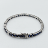 Bracciale Tennis Oro Bianco 18kt Zaffiri Blu 5.42ct e Diamanti 0.85ct