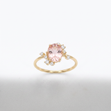 Anello Oro Giallo 9kt con Berillo Rosa Ovale e Diamanti - GioGio