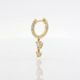 Mono Orecchino Cerchio Pendente Oro Giallo 18kt e Diamanti