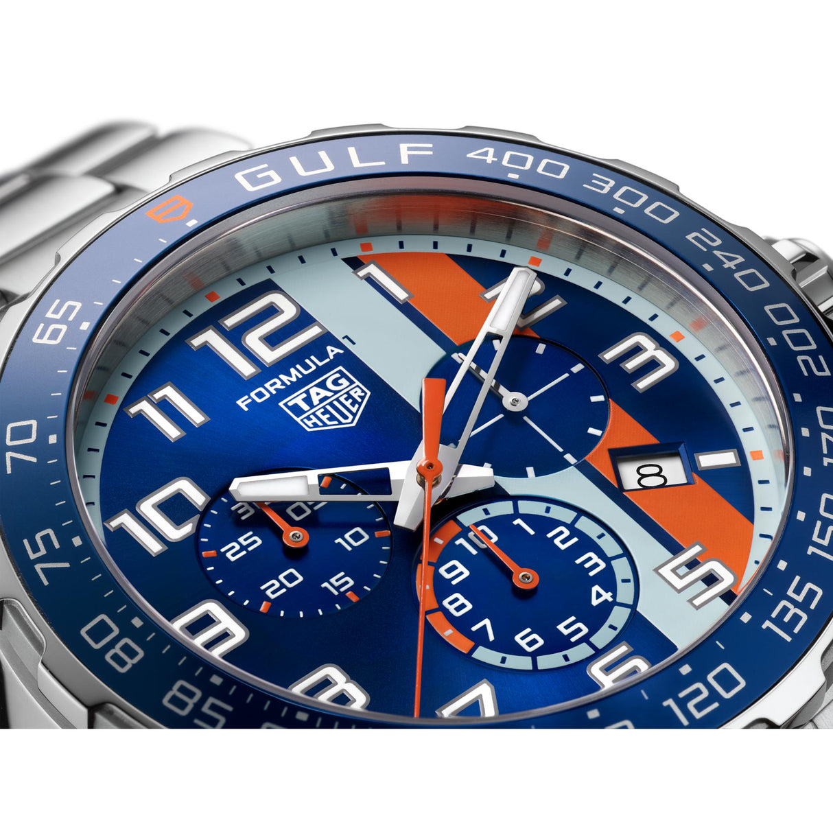 Formula 1 Gulf 43 mm Blu/Arancio Acciaio-Orologi-TAG HEUER-Gioielleria Granarelli