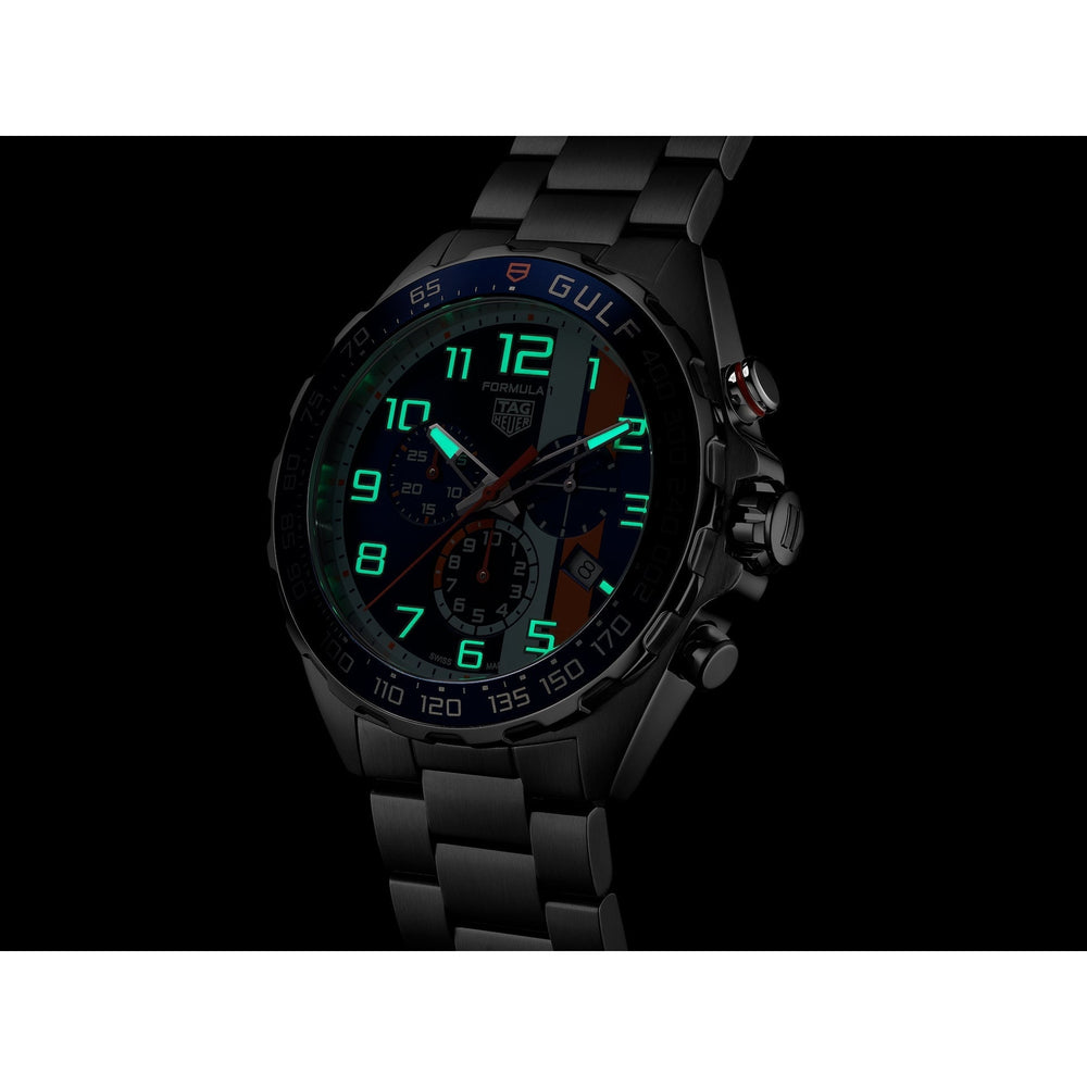 Formula 1 Gulf 43 mm Blu/Arancio Acciaio-Orologi-TAG HEUER-Gioielleria Granarelli