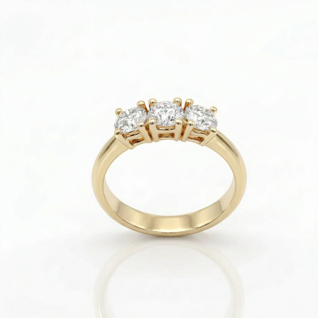 Anello Trilogy  Oro Giallo 0,90ct certificate GIA