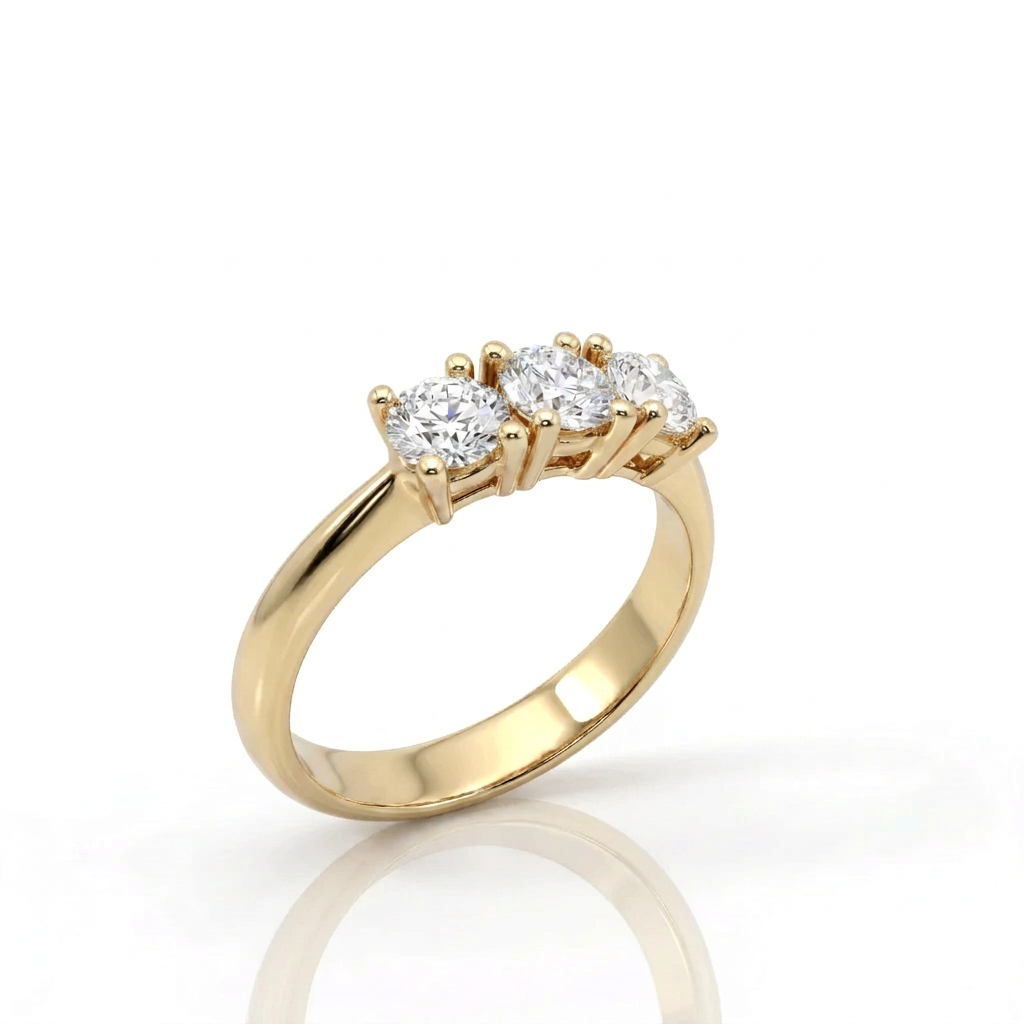 Anello Trilogy  Oro Giallo 0,90ct certificate GIA