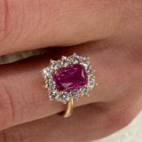 Anello Zaffiro Rosa 1.44kt e Diamanti in Oro Rosa