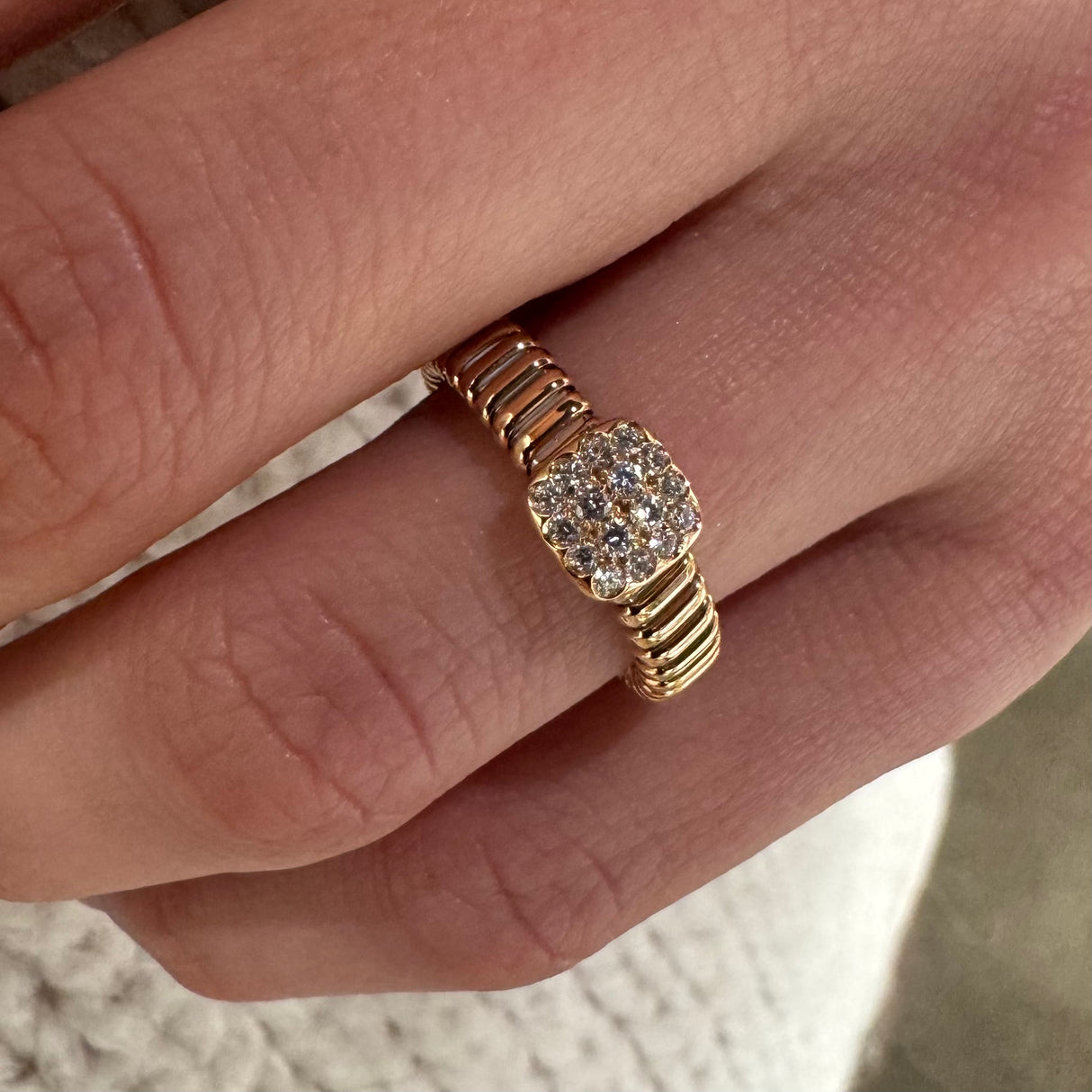 Anello Tubogas Oro Rosa quadratino Diamanti