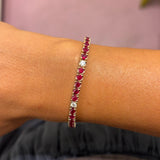 Bracciale Tennis Oro Rosa 18kt - Rubini 5.40ct e Diamanti 0.58ct