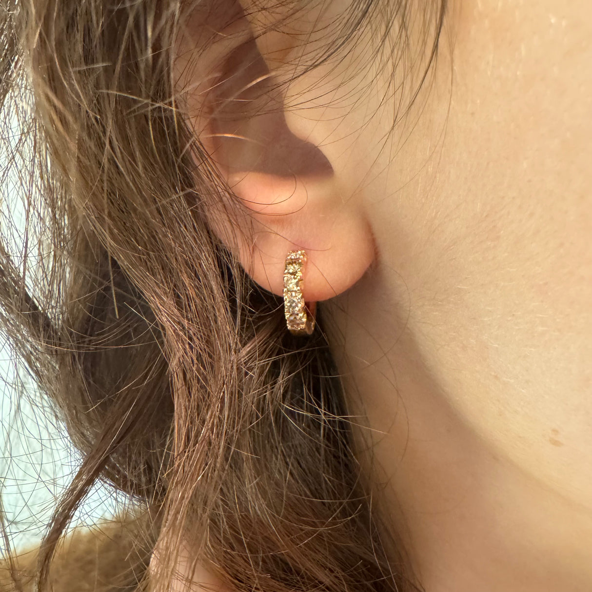 Orecchini Cerchi in Oro Rosa con Diamanti Brown