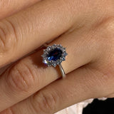 Anello in Oro Bianco con Zaffiro 1.03kt e Diamanti