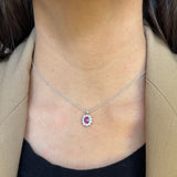 Girocollo Rubino e Diamanti in Oro Bianco
