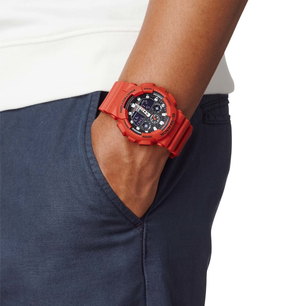 G-Shock GA-100 Protection Red Rosso