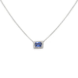 Collana in Oro Bianco Diamanti con Zaffiro 0.82kt