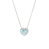 Girocollo Acquamarina taglio Cuore  Diamanti in Oro bianco
