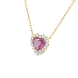 Girocollo Zaffiro Rosa taglio Cuore 1,51kt con diamanti in Oro Rosa