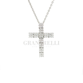 Collana Croce Diamanti in Oro Bianco 18kt-Girocolli-GRANARELLI-Gioielleria Granarelli