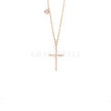 Girocollo Oro Rosa Croce con Diamanti