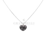 Girocollo  Cuore Pavè in oro bianco diamanti bianchi e neri