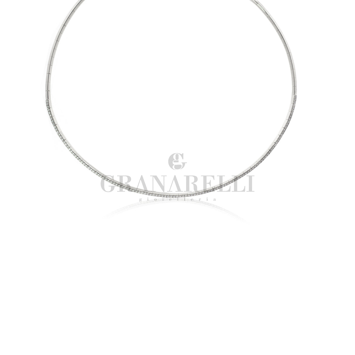 Girocollo rigido tennis in Oro Bianco e Diamanti