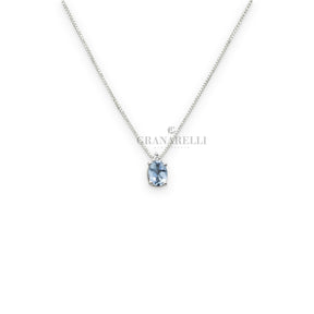 Girocollo Acquamarina 0.50kt con Diamante in Oro Bianco-Girocolli-GRANARELLI-Gioielleria Granarelli