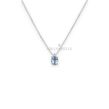 Girocollo Acquamarina 0.50kt con Diamante in Oro Bianco-Girocolli-GRANARELLI-Gioielleria Granarelli