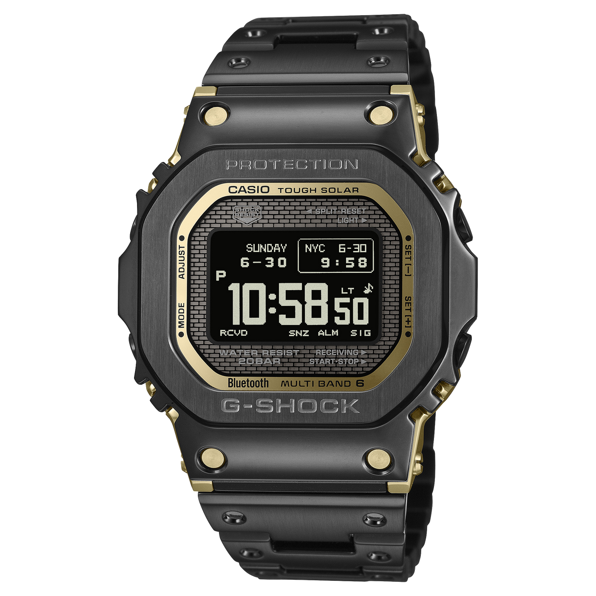 G-Shock Nero dettagli Oro Acciaio