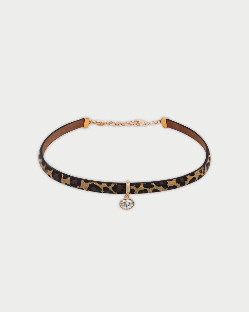 Choker Leopardato Oval Cut