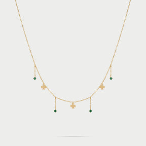 Girocollo 3 mini quadrifogli e punti luce line-Girocolli-RUE DES MILLE-Gioielleria Granarelli