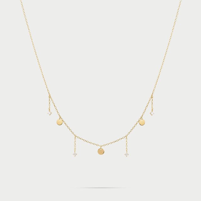 Girocollo 3 mini dischi e punti luce line-Girocolli-RUE DES MILLE-Gioielleria Granarelli