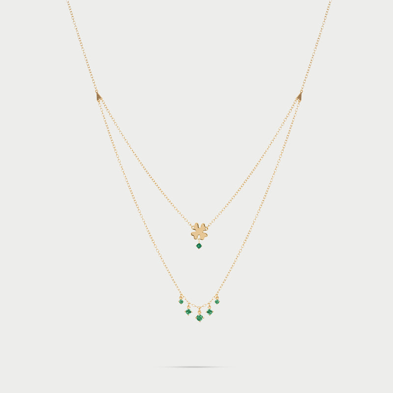Girocollo double quadrifoglio e punti luce pendenti-Girocolli-RUE DES MILLE-Gioielleria Granarelli
