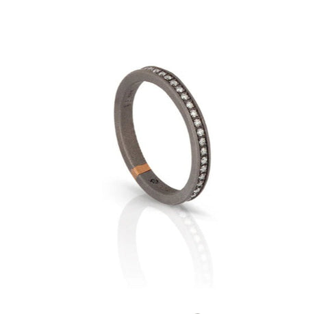 Anello Veretta Girodito Titanio Oro e Diamanti Bianchi-Anelli-MANO-Gioielleria Granarelli