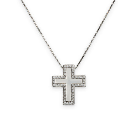 Girocollo Croce Di Diamanti In Oro Bianco-SALVINI-20030154-Gioielleria Granarelli